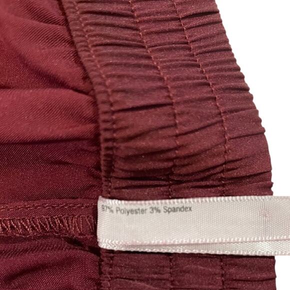 SOMA women's satin wide leg pajama pants in burgundy. - Picture 6 of 7